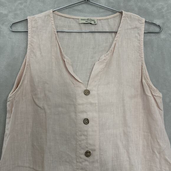Terzo Millennio Italy Linen Sleeveless Dress Womens Size Small Pale Pink - Picture 2 of 12
